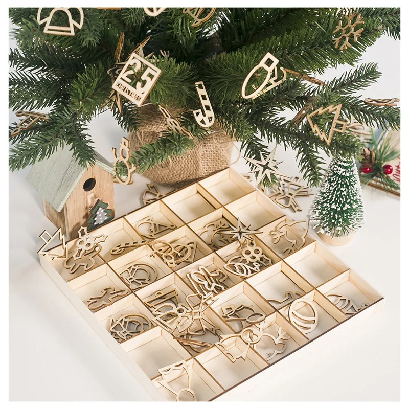 

Merry Christmas Wooden Baubles Tags Christmas Tree Decorations Art Craft Ornaments Christmas DIY New Year Decors Toys Set
