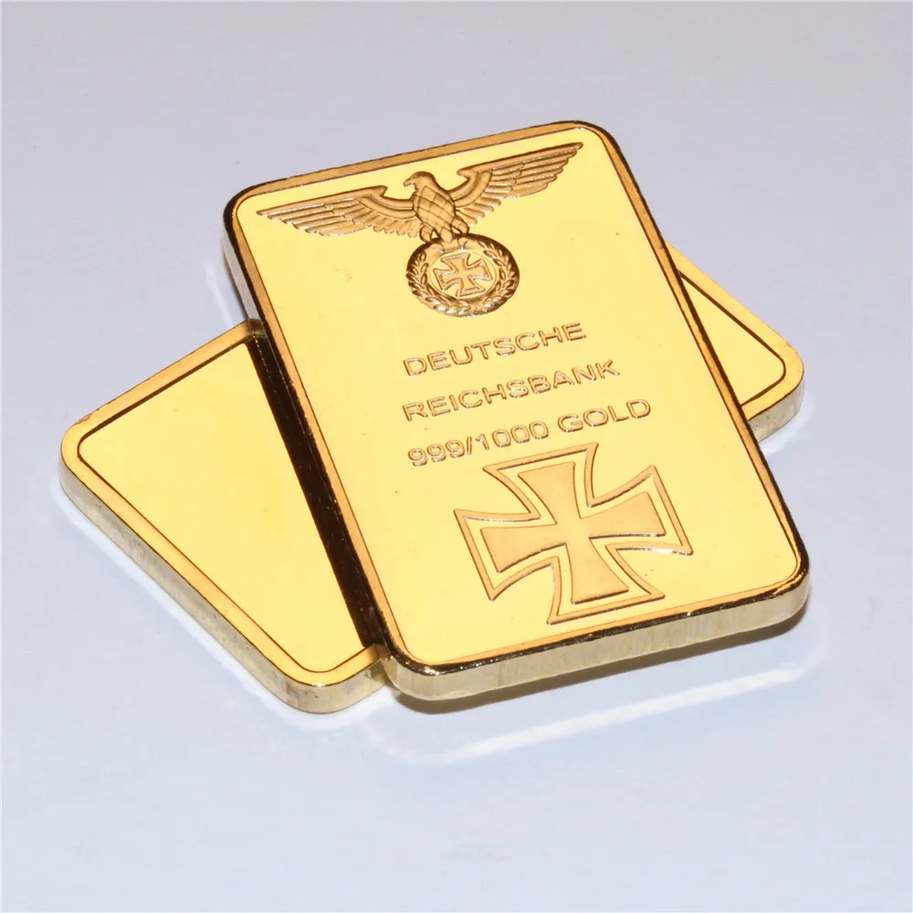 Buy Business Gift For 999 Real Gold Bar Deutsche Reichsbank Plated German Iron Ingot OZ Eagle Cross Collectable on