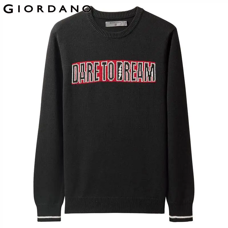 Мужской толстый свитер Giordano хлопковый пуловер с длинным рукавом и круглым