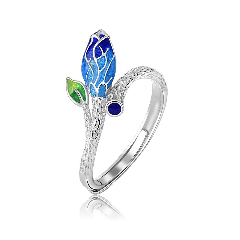 Регулируемые кольца из перегородчатой ткани с цветком|Кольца| |