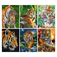 diy 5d full diamond painting embroidery animal square round drill sunset tiger mosaic furniture decoration hobby gift