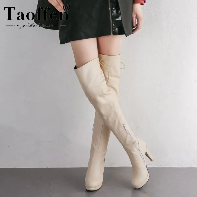 Женские зимние сапоги на молнии Taoffen Сапоги выше колена платформе вечерние