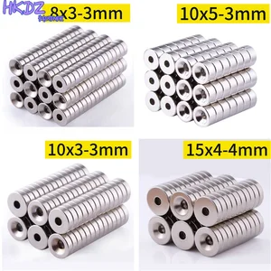 Маленькое потайное кольцо, круглый неодимовый магнит NdFeB с отверстием, мощные редкоземельные постоянные магниты на холодильник 8x3 10x2 10x5 12x3 мм