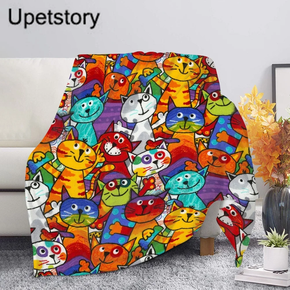 

Upetstory Cat/Dog Printed Bedspread on the Sofa/Bed/Couch Quilt Cover for Adults Kids Velvet Plush Throw Fleece Blankets Deken