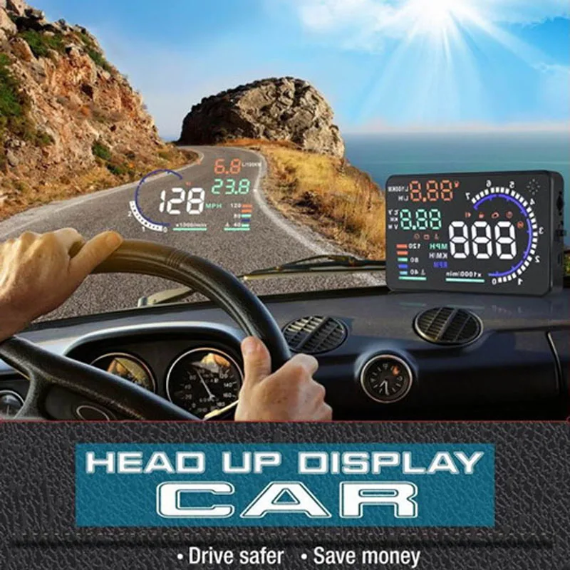 5 &quotБольшой Экран Авто HUD Дисплей км/h &amp миль в час) превышение скорости