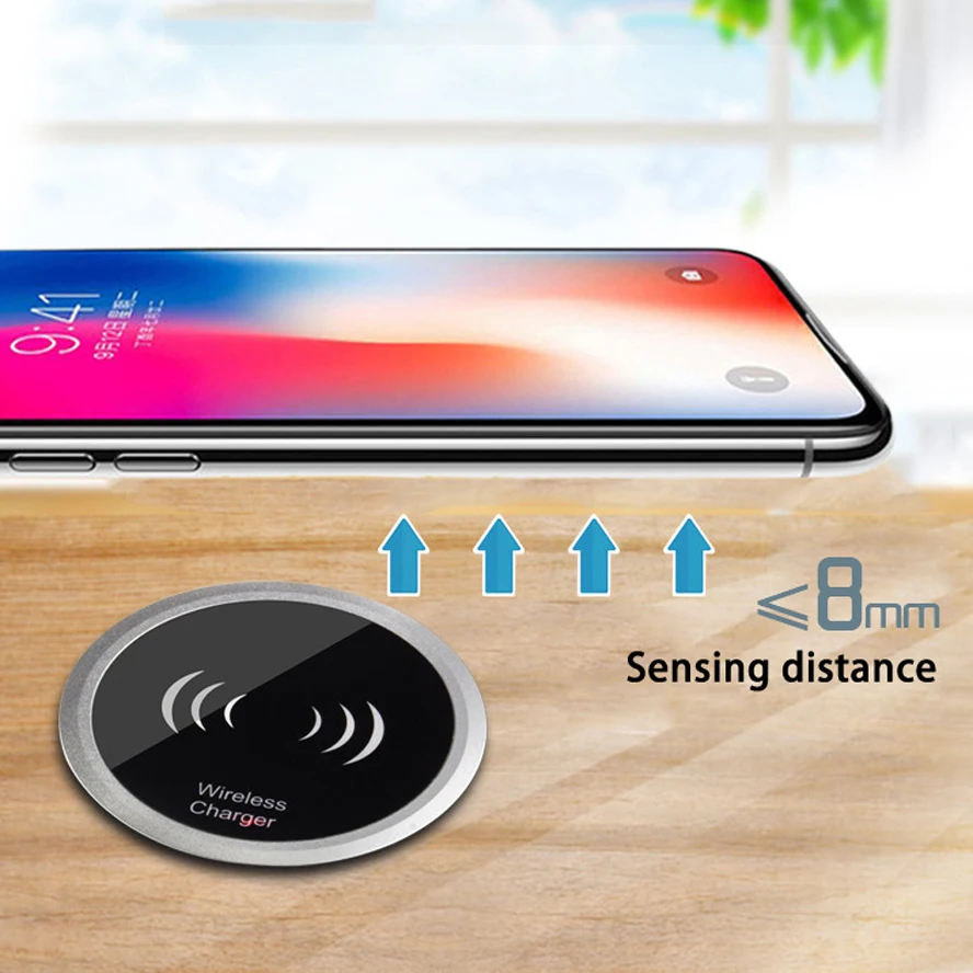 Универсальное беспроводное зарядное устройство Qi для iPhone 8 X 11Pro samsung S9 S10 Note9 8 мебель офисный стол настольная подставка для быстрой зарядки
