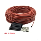 Нагревательный кабель для теплого пола, 10-100 метров, 12K, 33 Омм, нагревательные провода из углеродного волокна