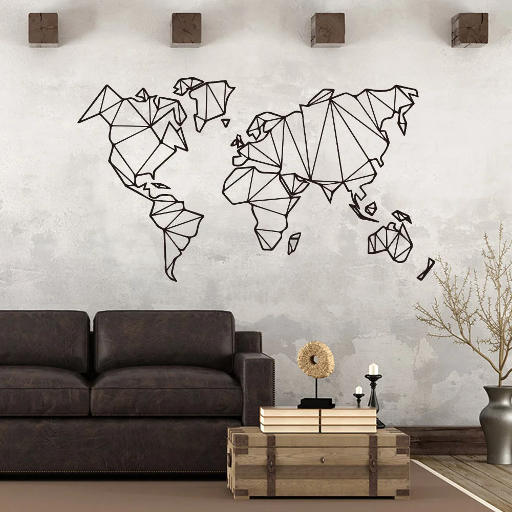 

Art World Map Geometric vinyl Wall Stickers For Living Room Decoration Poster Bedroom Decor Art Mural wallstickers wallpaper