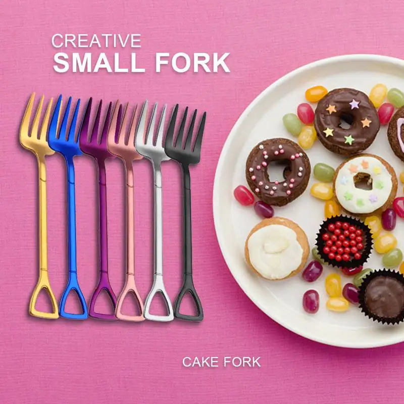 Креативная маленькая вилка из нержавеющей стали 304 позолоченная столовая посуда