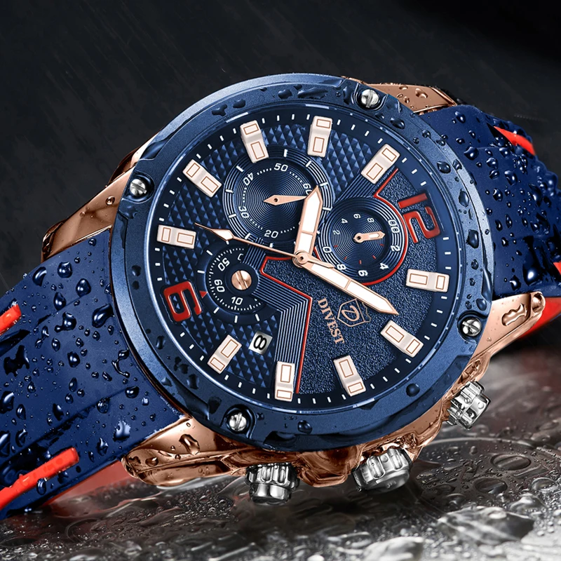Модные оригинальные мужские часы DIVEST брендовые Роскошные спортивные