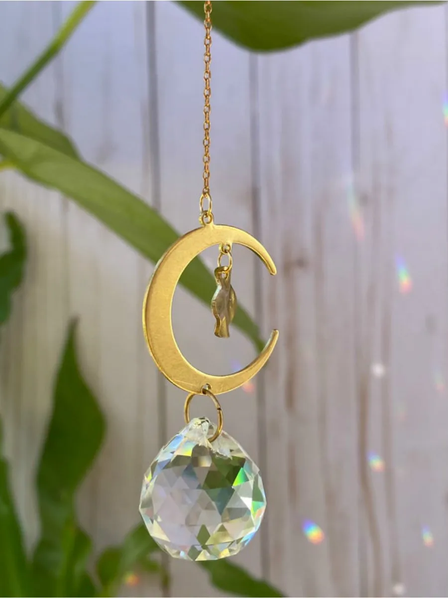 

2021 France Sun Catcher Crescent Moon Drop Sun Catcher Golden Handmade Suncatchers Naruto Boho Witchy Decoration Sun Moon