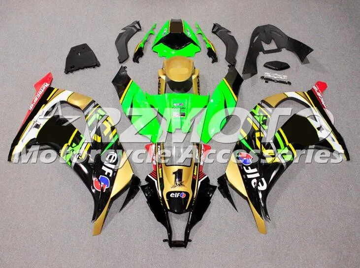 

Новый комплект обтекателей для мотоцикла ABS, подходит для kawasaki Ninja ZX-10R 2011 2012 2013 2014 10R 11 12 13 14 15, золотисто-зеленый