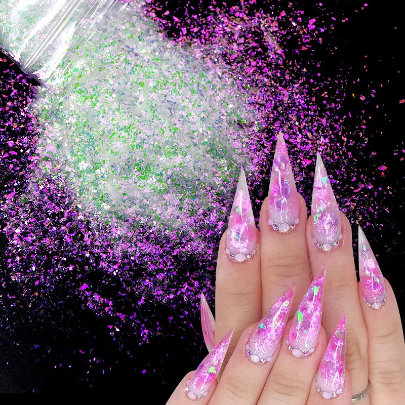 

20g/Bag Mermaid Nail Glitter Slices Sequins Irregular AB Color Nail Art Paillette Iridescent Holographic Powder Flakes Cosmetic