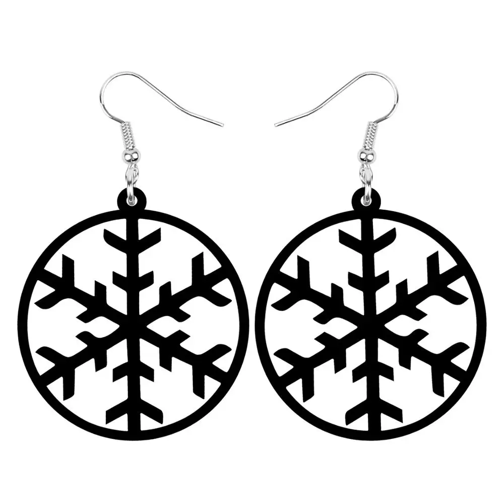 Акриловые большие круглые полые рождественские серьги ARWA в виде снежинок