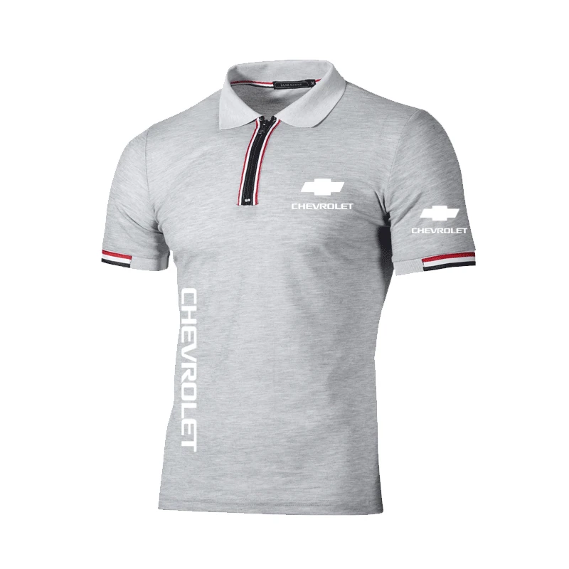 

New Summer Men's polo shirt Chevrolet Car Logo Printing Casual Short Sleeve Splicing Harajuku lapel-Cotton Neck Men's tops