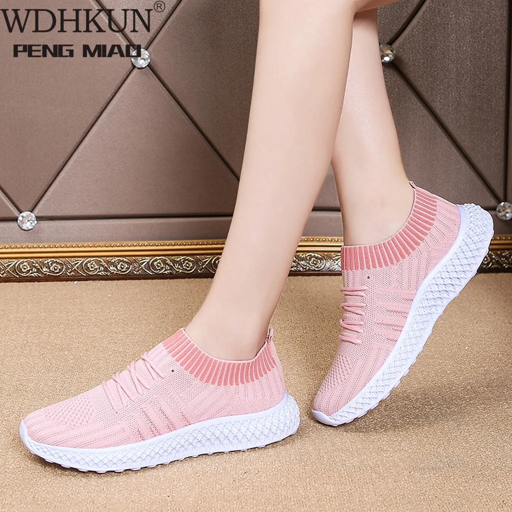 

Кроссовки Walkin женские, дышащие сетчатые, на шнуровке, плоская подошва, розовые, черные, модель 2020 года