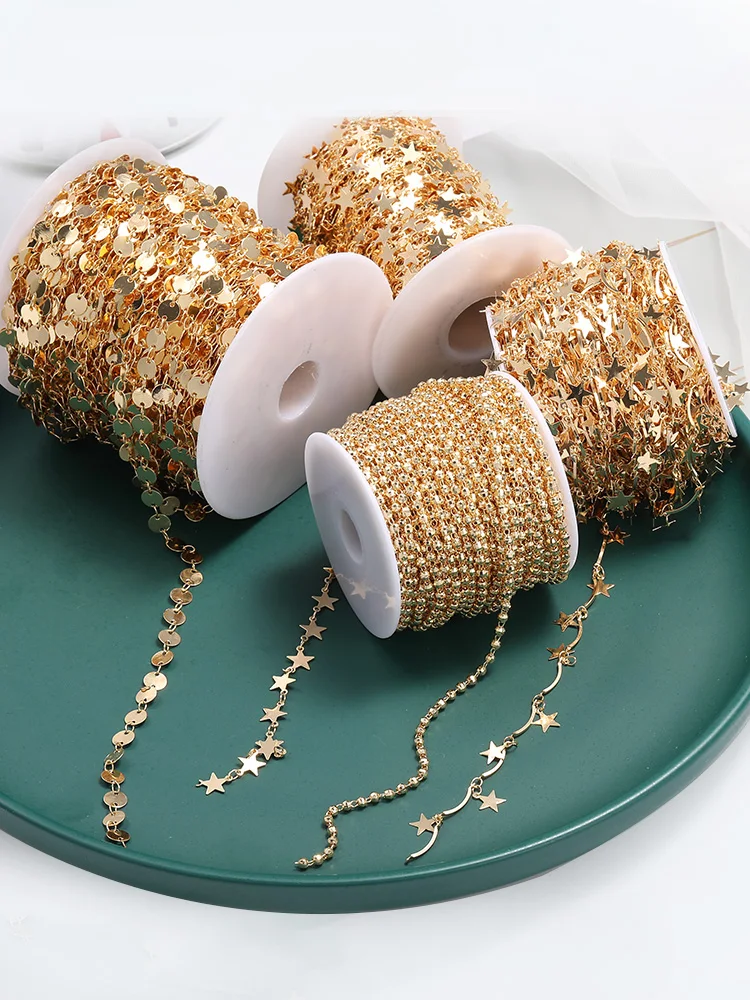 50 см гальванизированная цепочка из настоящего золота ручная работа серьги для