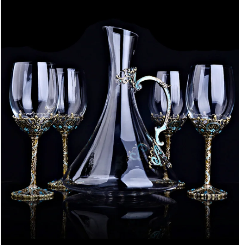 

Bar Set Decanter Enamel tall cup Creative lettering Wine Cup set Whiskey Glass Crystal Decanter Glass Decanter Red Wine Glass