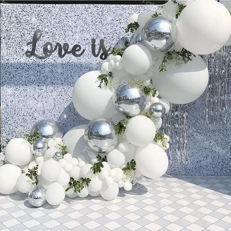 123 шт. белые серебряные 4D воздушные шары гирлянды серебряный воздушный шар
