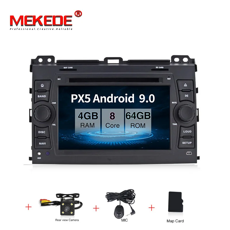 PX5 DVD CAMERA MEKEDE Android9.0 4G ram 64G rom RDS автомобильный мультимедийный плеер для toyot prado 120 2003-2009 Автомобильный gps навигатор радио wifi Casstee - Цвет: PX5 DVD CAMERA