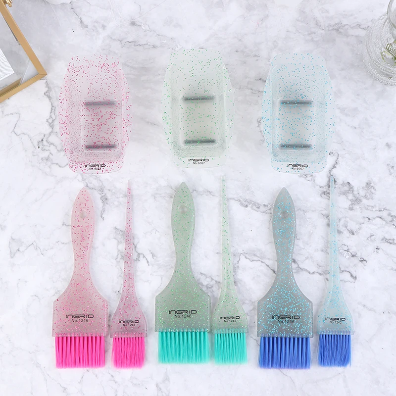 

3 Pcs/Set Dyeing Hair Brush Bowl Set Hairdressing Styling Bleach Dye Accessories