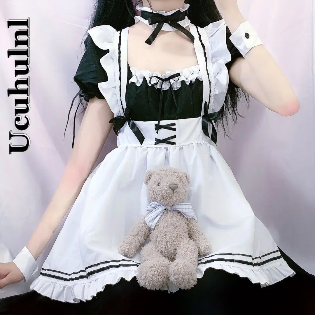 

Ucuhulnl Kawaii платье горничной одежда в стиле Лолиты горничной милые Французская горничная Костюмы для косплея форма японской с буфами на рукав...