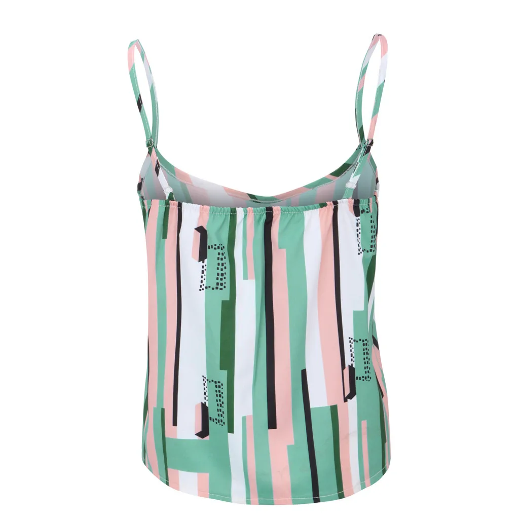 

Fashion Womens Casual Blouse Camis Tank Tops With Prints Vest Colorblock Striped Bohemian Style V-neck Cami Shirts