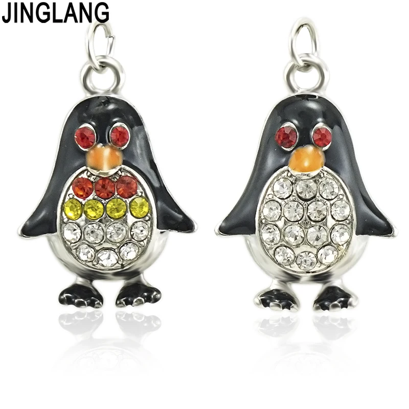 

JINGLANG Tiny penguin charm for jewelry making and crafting fashion charm zinc alloy enamel penguin 30pcs