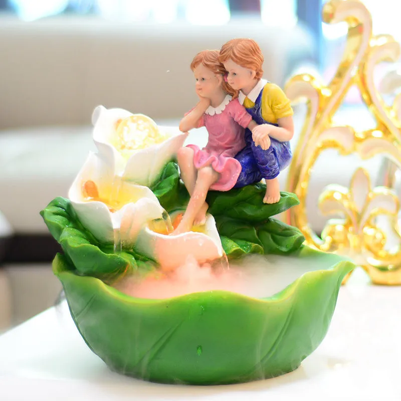 Пасторальный смоляный фонтан испаритель фэн шуй для влюбленных украшения дома