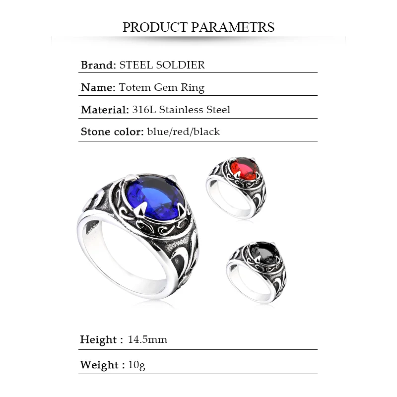 Мужское кольцо из титановой стали с синим камнем|titanium steel|steel mens ringsfashion rings |