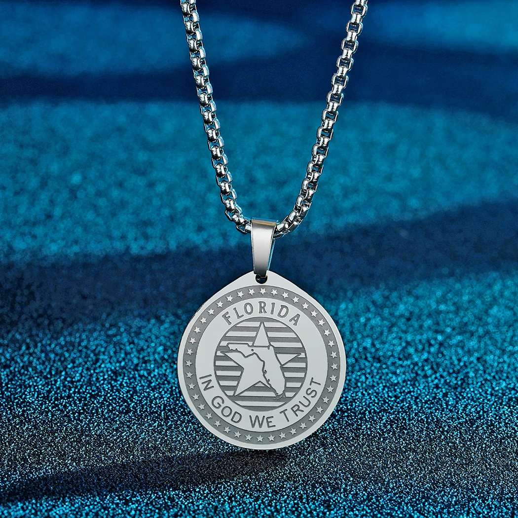 Кулон Kinitial из нержавеющей стали штат Флориды ожерелья для женщин цепочка-чокер