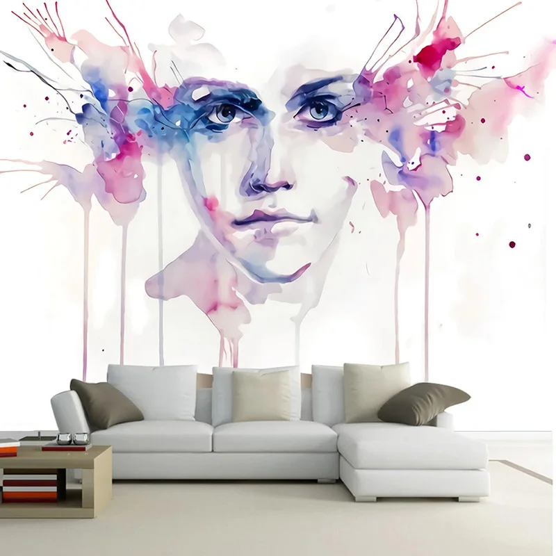 

Custom 3D Wallpaper Modern Cool Art Hand-painted Abstract Watercolor Character Creative Living Room TV Background Wall Painting