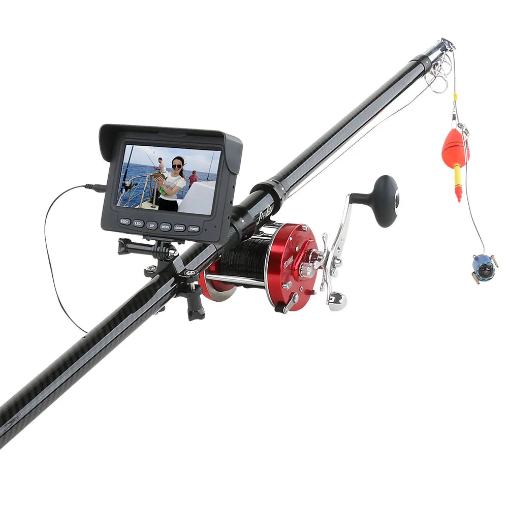 

30M 1200TVL Fish Finder Underwater Fishing Camera 4.3 inch Monitor 10PCS LED Night Vision 195 Degrees Metal Sea wheel Camera For