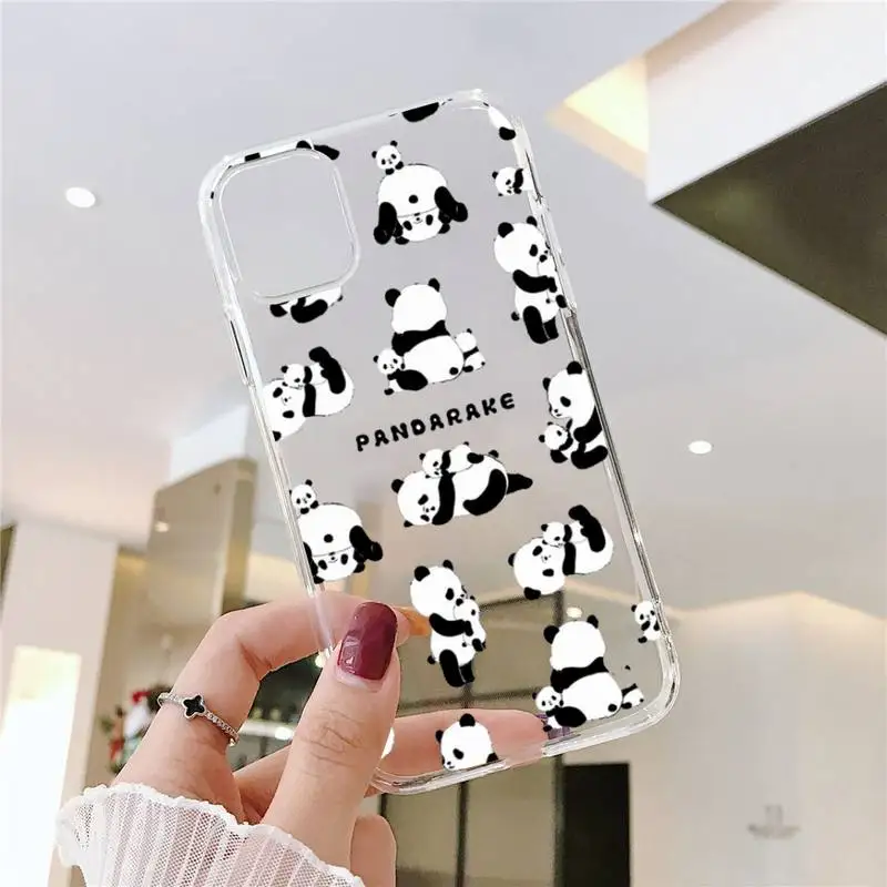 

Cute Cartoon panda Phone Case Transparent for iPhone 11 12 mini pro XS MAX 8 7 6 6S Plus X 5S SE XR 2020