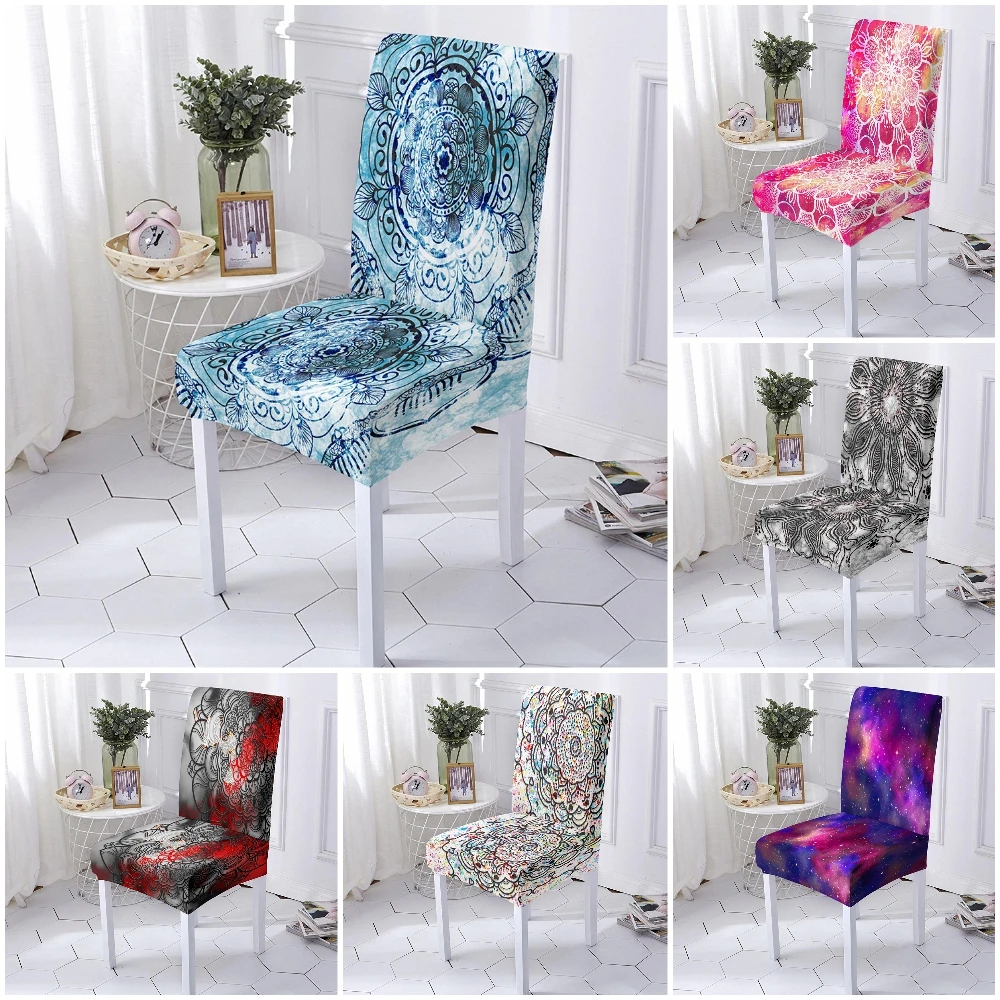 

Elastic Chair Cover Stretch Mandala Chair Slipcover for Living Room Anti-dirty Housse De Chaise Dining Room Banquet 1/2/4/6 pcs