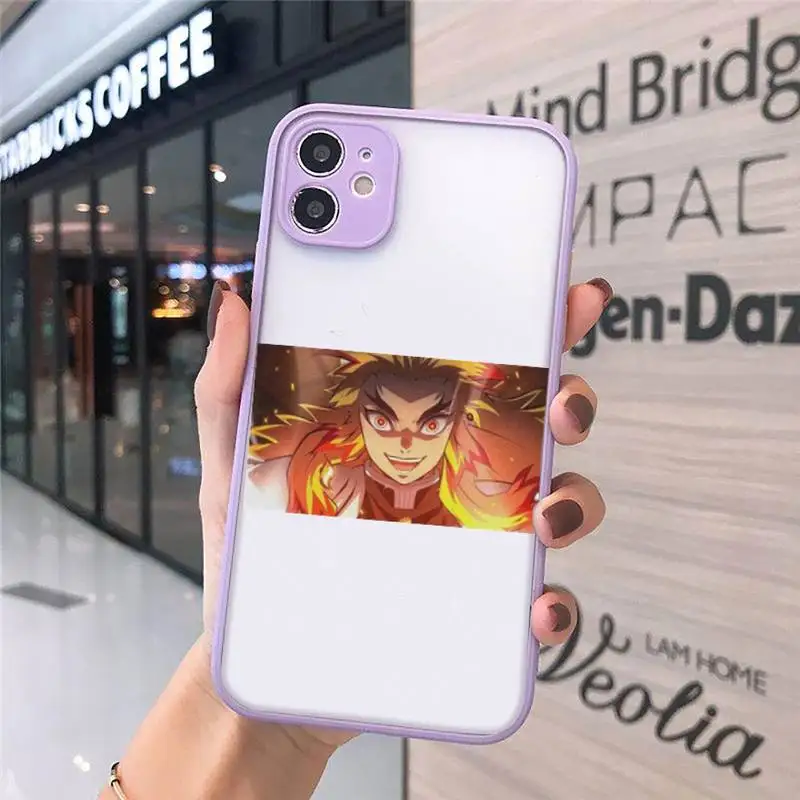 

Cute Japan Demon Slayer Phone Case Matte For iPhone 12 Mini 11 Pro XR XS Max 7 8 Plus X Hard PC Back Cover