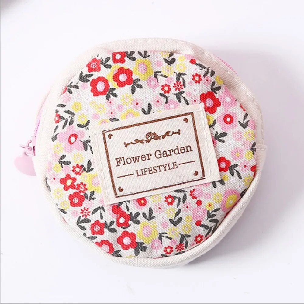 Лидер продаж милая Женская модная круглая сумочка для монет с цветочным принтом