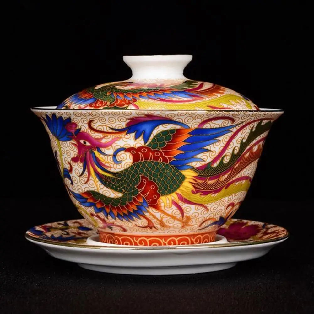 Керамический Феникс Gaiwan уникальный чайный набор для молока Улун чай костяной