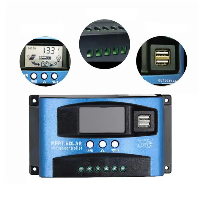 

MPPT Solar Solar Controller MPPT 100A 60A 50A 40A 30A Dual USB LCD Display 12V 24V Solar Cell Panel Charger Regulator With Load