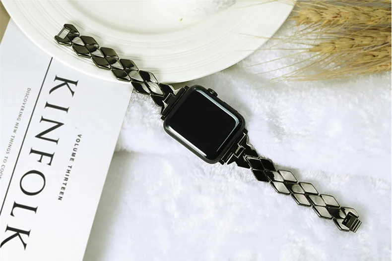 Ремешок из нержавеющей стали для Apple Watch band 4 5 44 мм 40 мм iWatch 3 2 band 42 мм 38 мм ромбовидный браслет аксессуары для Apple watch