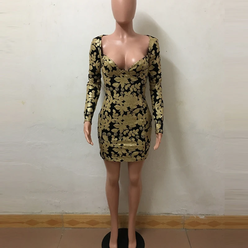 OTEN мини сексуальные женские платья с длинным рукавом обтягивающие грудь Клубные