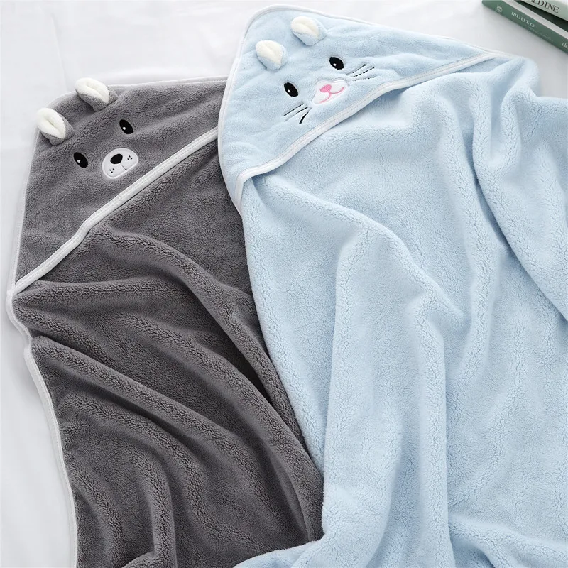 Полотенце с капюшоном для малышей банный халат новорожденных супермягкое банное