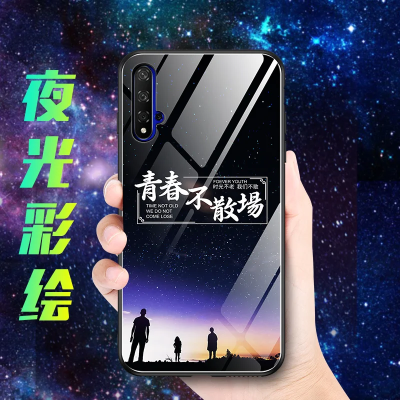 SemgCeKen Luminous Tempered glass case for Huawei honor 20 pro lite 20i V20 20pro honor20 luxury phone hard 3d back cover coque |