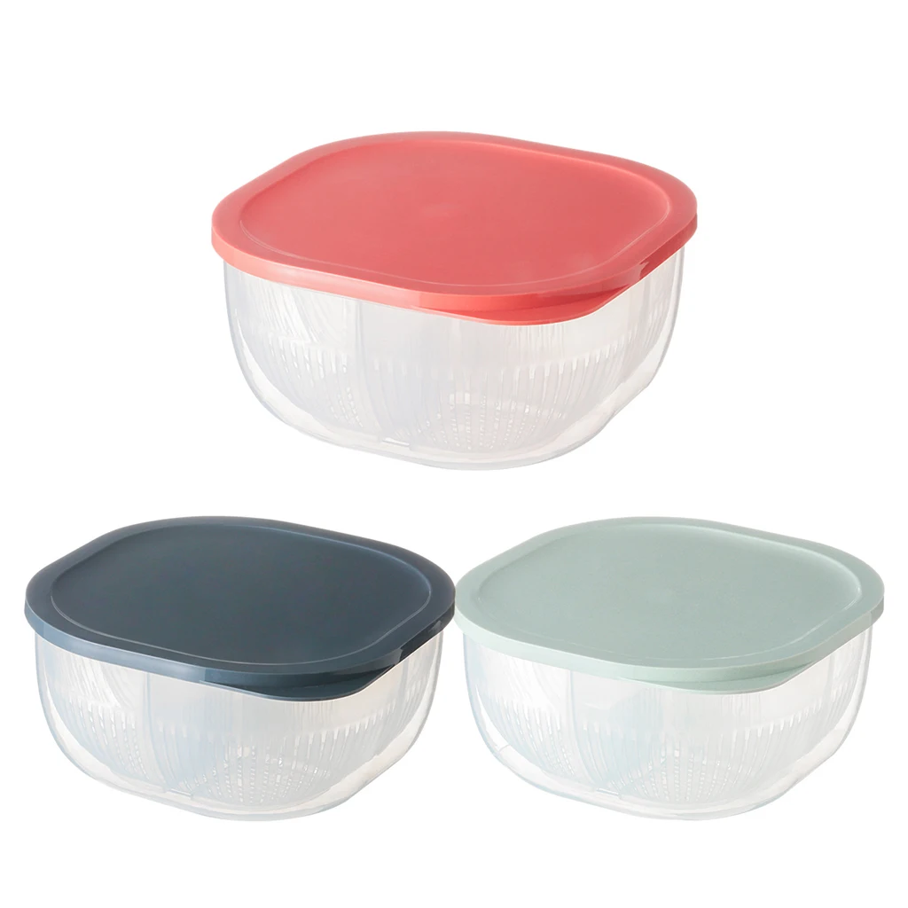 

Kitchen Portable Sealed Fresh-keeping Box Refrigerator Fruit And Vegetable Storage Compartment Drain Box With PE Sealing Cover