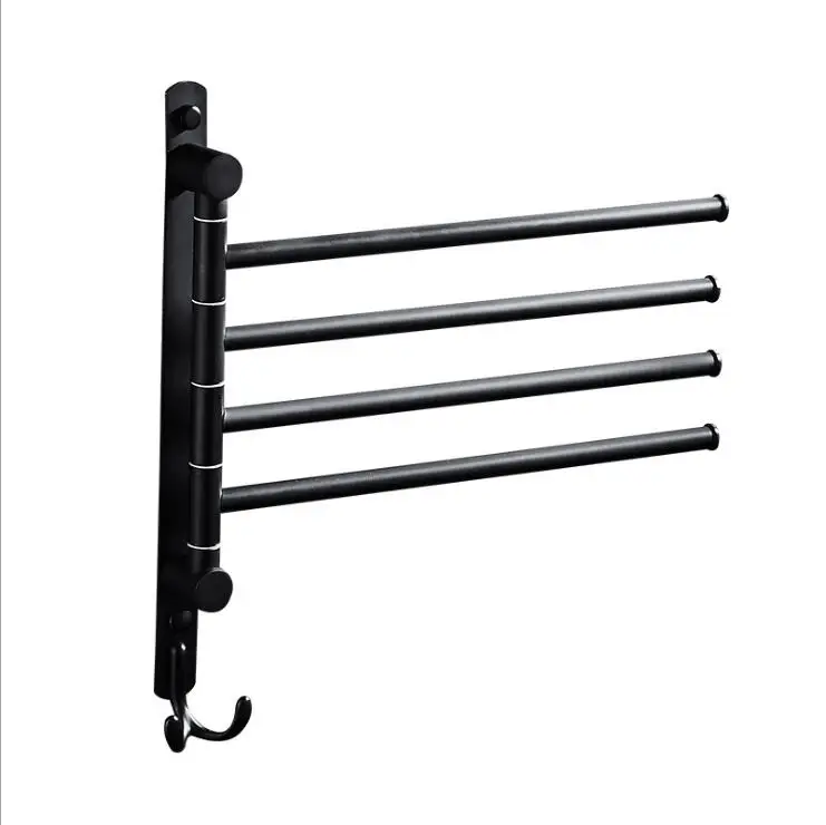 

Stainless Steel Black Finish Swing Out Towel Bar Folding Arm Swivel Hanger Holder Folding Movable Bath Towel Bar