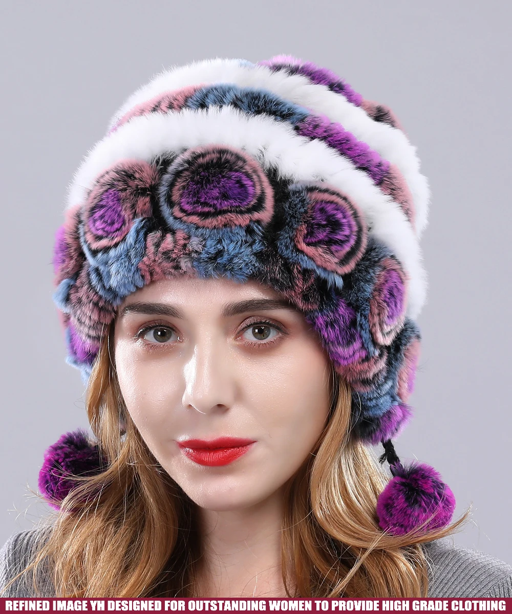 Новое поступление, женская шапка с наушниками из натурального меха, женские шапки из натурального меха кролика Рекс, шапка, русская зимняя теплая шапка из натурального меха