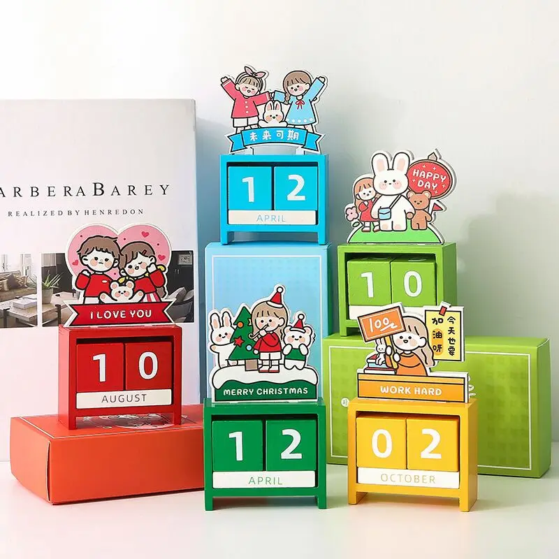 MINKYS 2021 Kawaii мини настольный деревянный вечный календарь настольное украшение