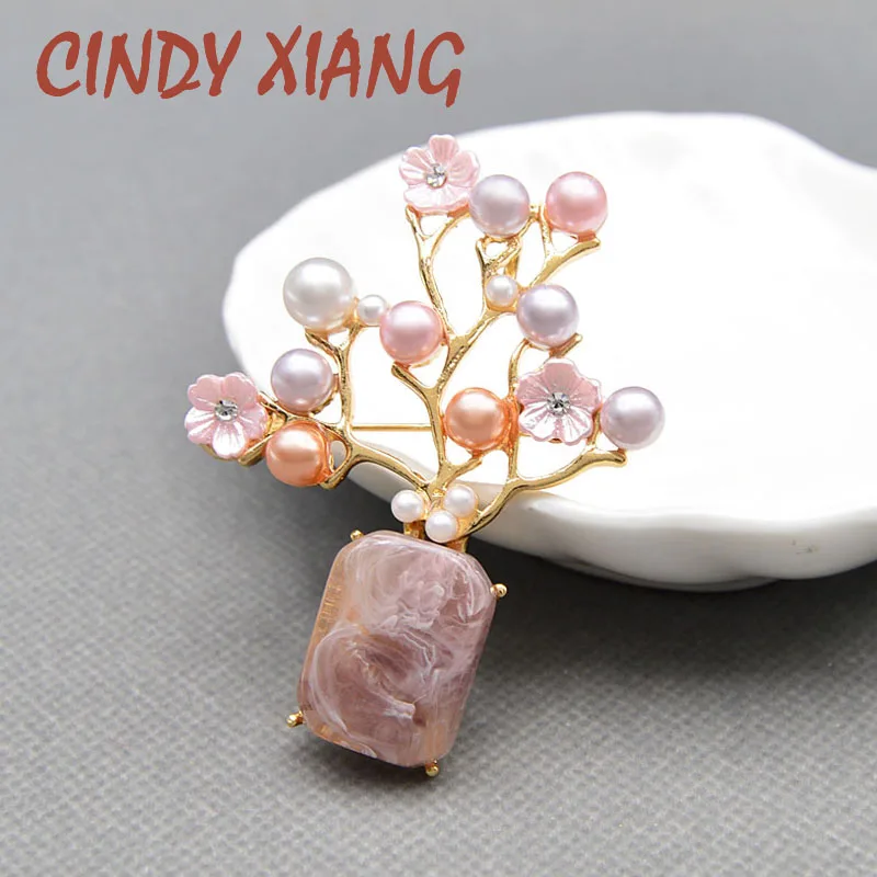 

CINDY XIANG Classic Pearl Tree Brooches For Women Chinese Feng Design Brooch Pin