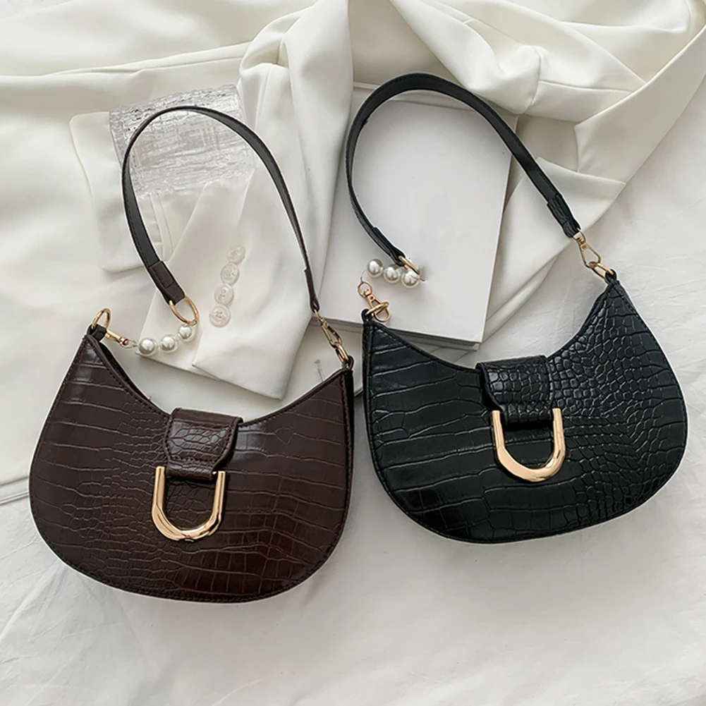 

Новые модные сумки через плечо с крокодиловым узором для женщин, однотонные повседневные винтажные дамские маленькие сумочки из искусстве...