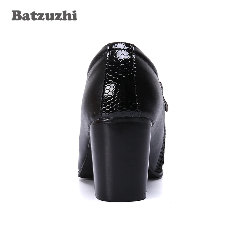 Batzuzhi 7 5 см высокий каблук модные кожаные мужские ботинки с острым носком